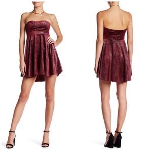 Free People Red Shattered Velvet Mini Dress
